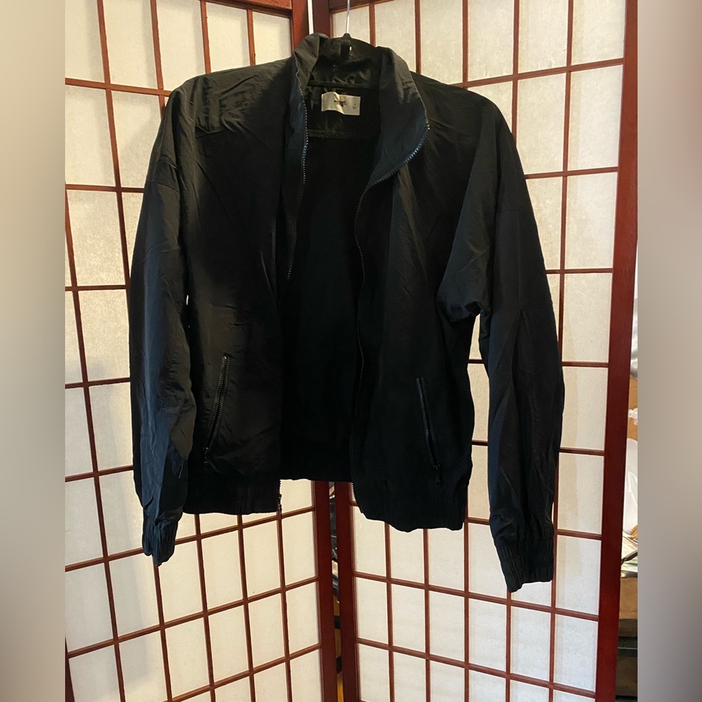 TNA Black Nylon Windbreaker Bomber Jacket Size Small
